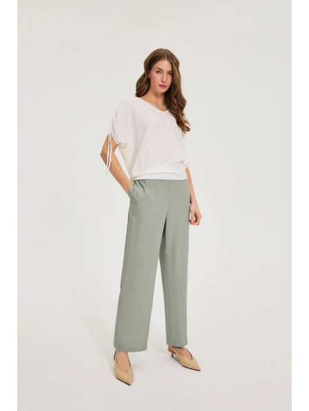 Moodo Hlače s dodatkom lana maslinasto zelene Moodo