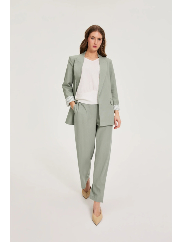 Moodo Hlače s dodatkom lana maslinasto zelene Moodo