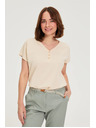 Moodo Pamučna bluza V-izreza bež Moodo