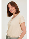 Moodo Pamučna bluza V-izreza bež Moodo