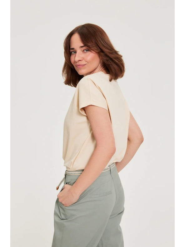 Moodo Pamučna bluza V-izreza bež Moodo