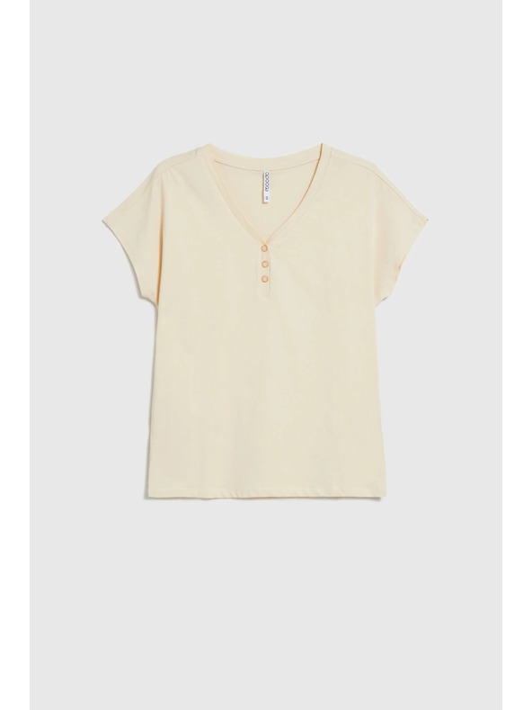 Moodo Pamučna bluza V-izreza bež Moodo