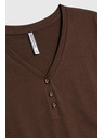 Moodo Pamučna majica s V izrezom smeđa Moodo