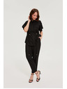 Moodo Hlače od viskoze i lana crne Moodo