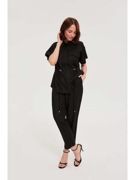 Moodo Hlače od viskoze i lana crne Moodo