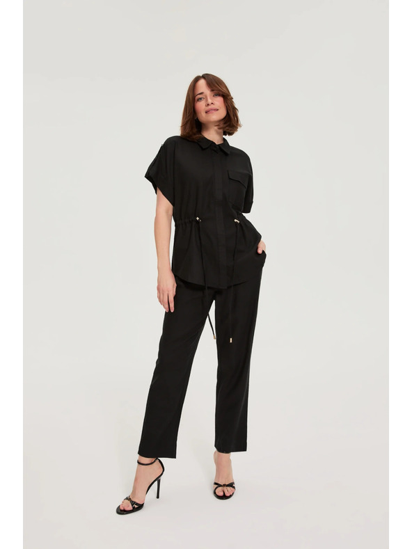 Moodo Hlače od viskoze i lana crne Moodo