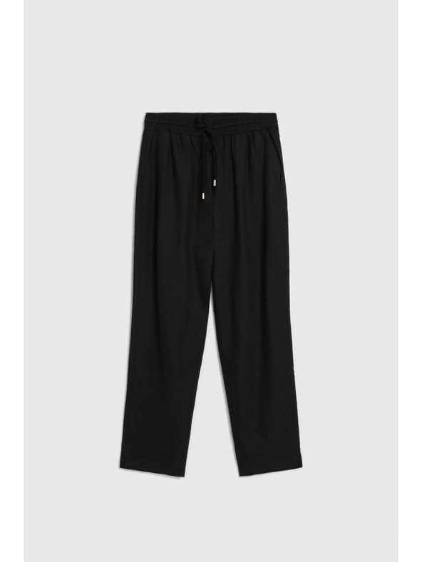 Moodo Hlače od viskoze i lana crne Moodo