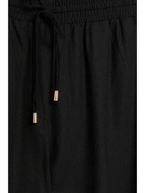 Moodo Hlače od viskoze i lana crne Moodo