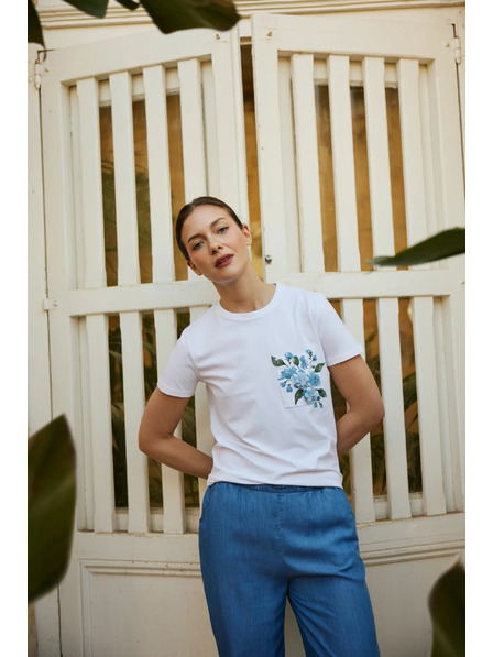 Moodo Bluza sa dzepom i printom bijela Moodo