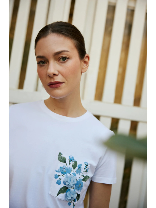 Moodo Bluza sa dzepom i printom bijela Moodo