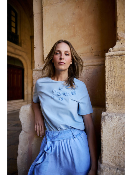 Moodo Pamucna bluza sa aplikacijom svijetlo plava Moodo