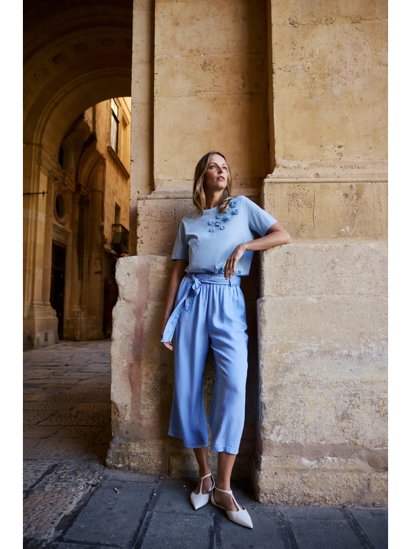 Moodo Pamucna bluza sa aplikacijom svijetlo plava Moodo