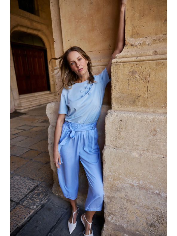 Moodo Pamucna bluza sa aplikacijom svijetlo plava Moodo