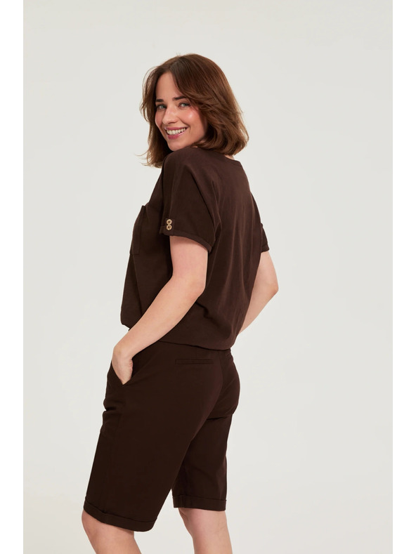 Moodo Pamucna bluza sa dzepom smedjа Moodo