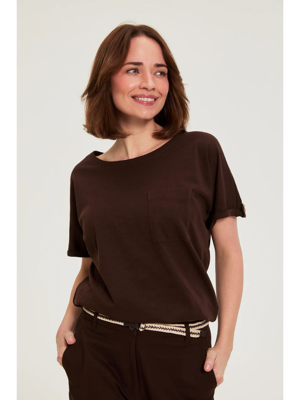 Moodo Pamucna bluza sa dzepom smedjа Moodo