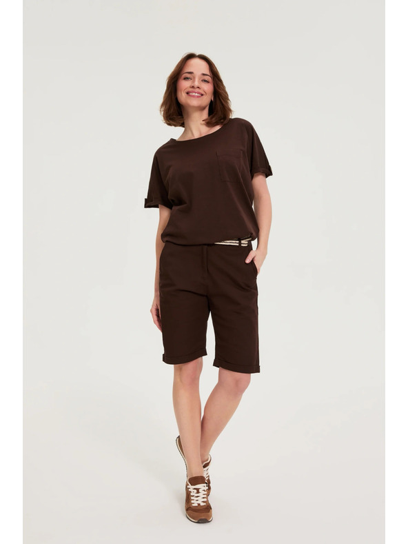 Moodo Pamucna bluza sa dzepom smedjа Moodo