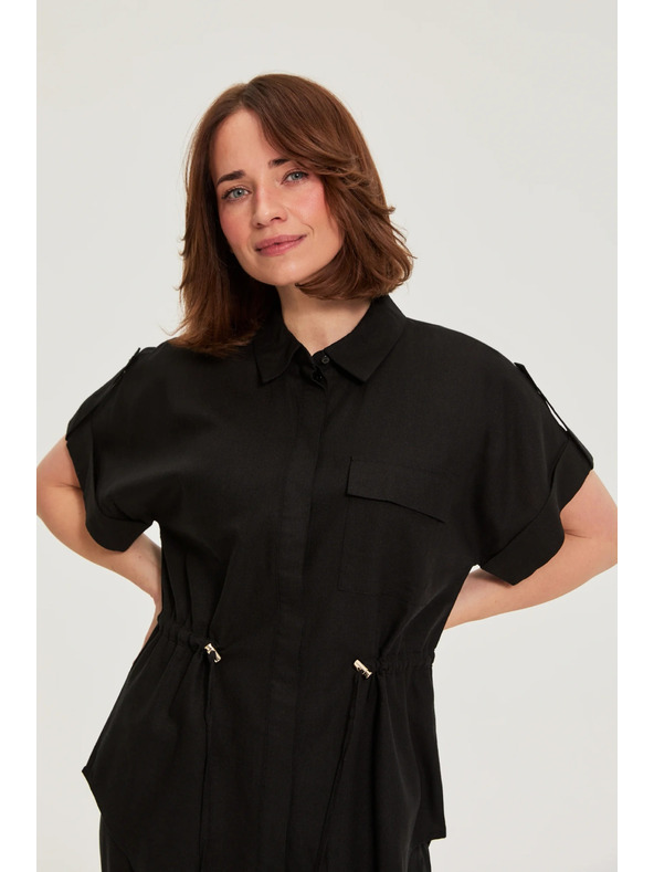 Moodo Crna bluza sa vezivanjem Moodo