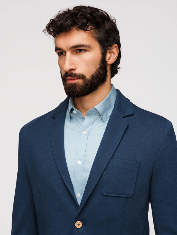 Ombre Clothing Muški plavi sako SLIM s finom teksturom