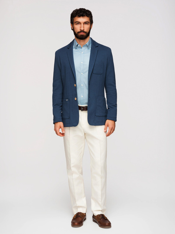 Ombre Clothing Muški plavi sako SLIM s finom teksturom