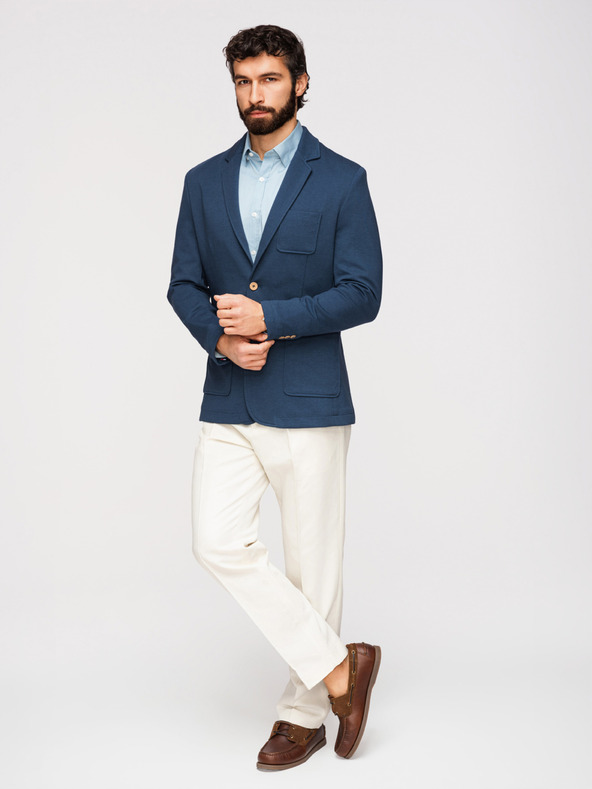 Ombre Clothing Muški plavi sako SLIM s finom teksturom