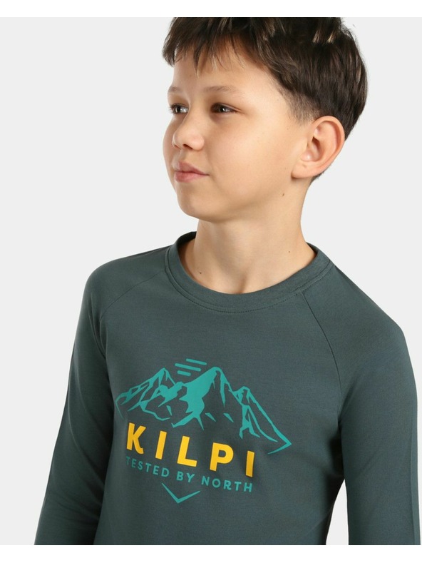 Kilpi Dječačka pamučna majica s dugim rukavom Kilpi VERATI-JB Tamno zelena