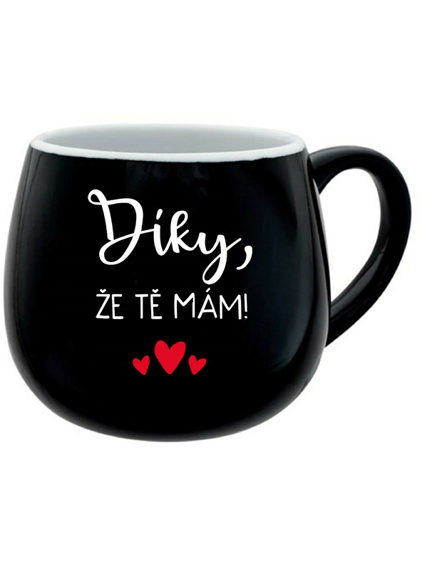 Giftela HVALA ŠTO TE IMAM! - crna keramička šalica 300 ml