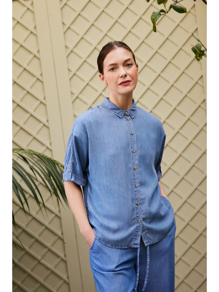 Moodo Lyocellna košulja plava Moodo