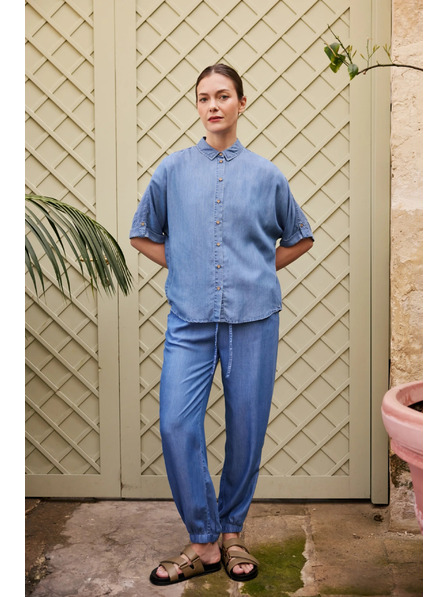 Moodo Lyocellna košulja plava Moodo