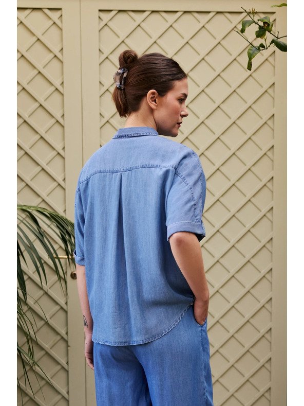 Moodo Lyocellna košulja plava Moodo