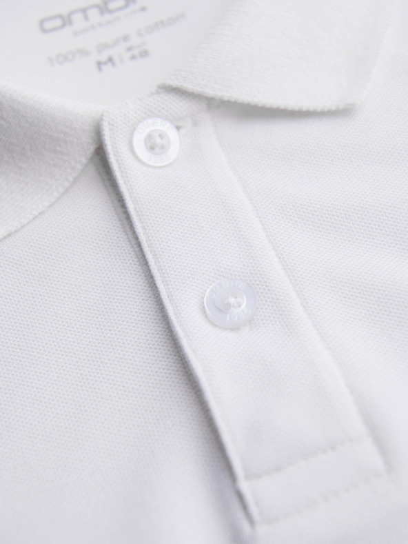 Ombre Clothing Muška majica BASIC s dugim rukavima i polo ovratnikom - bijela V1 OM-POBL-0162 Ombre Clothing