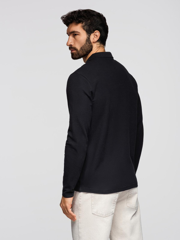 Ombre Clothing Muška polo košulja BASIC s dugim rukavima - crna V2 OM-POBL-0162 Ombre Clothing