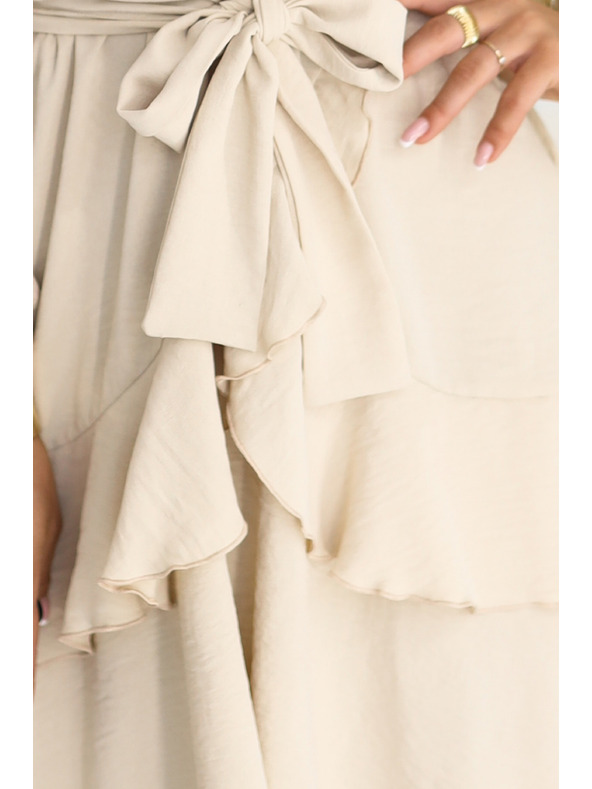 numoco Senzualna mini haljina s križnim izrezom - bež