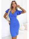 numoco NINA Elegantne haljine sa križnim izrezom, rukavom i pojasom - kraljevska plava