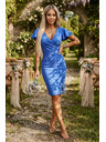 numoco NINA Elegantne haljine sa križnim izrezom, rukavom i pojasom - kraljevska plava