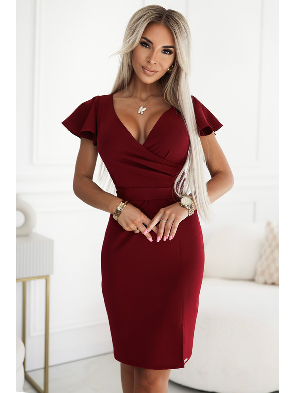 numoco Elegantna haljina s torbom izrezom - bordo boja Numoco NINA