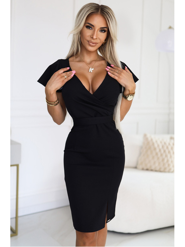 numoco Elegantna haljina s torbom izrezom - crna Numoco NINA