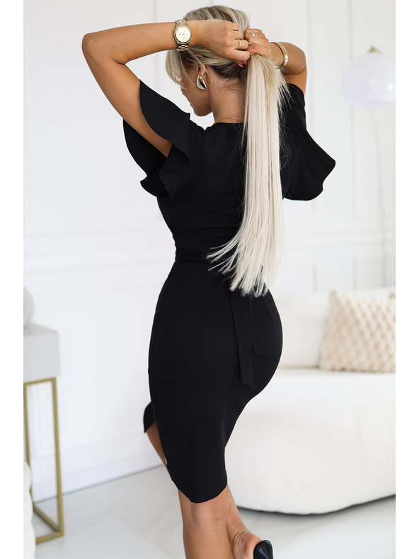 numoco Elegantna haljina s torbom izrezom - crna Numoco NINA