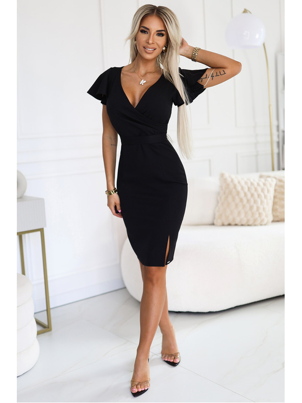 numoco Elegantna haljina s torbom izrezom - crna Numoco NINA