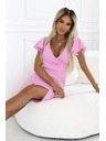 numoco 479-10 NINA elegantne haljine s V-izrezom, rukavima i pojasom - candy roza