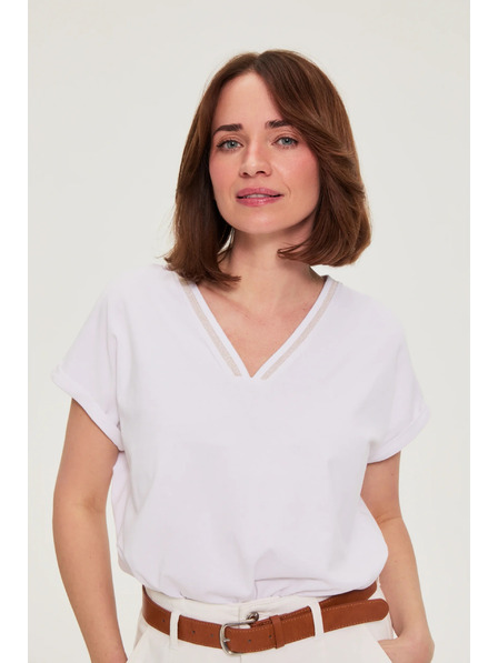 Moodo Pamučna majica s V izrezom bijela Moodo