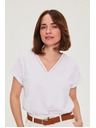 Moodo Pamučna majica s V izrezom bijela Moodo