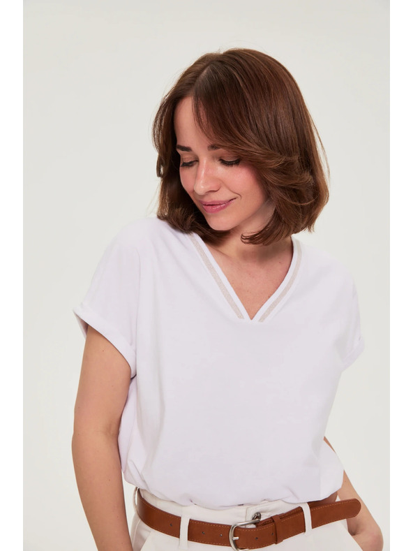 Moodo Pamučna majica s V izrezom bijela Moodo