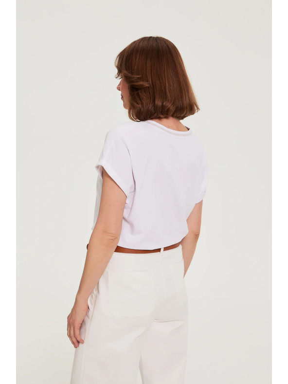 Moodo Pamučna majica s V izrezom bijela Moodo