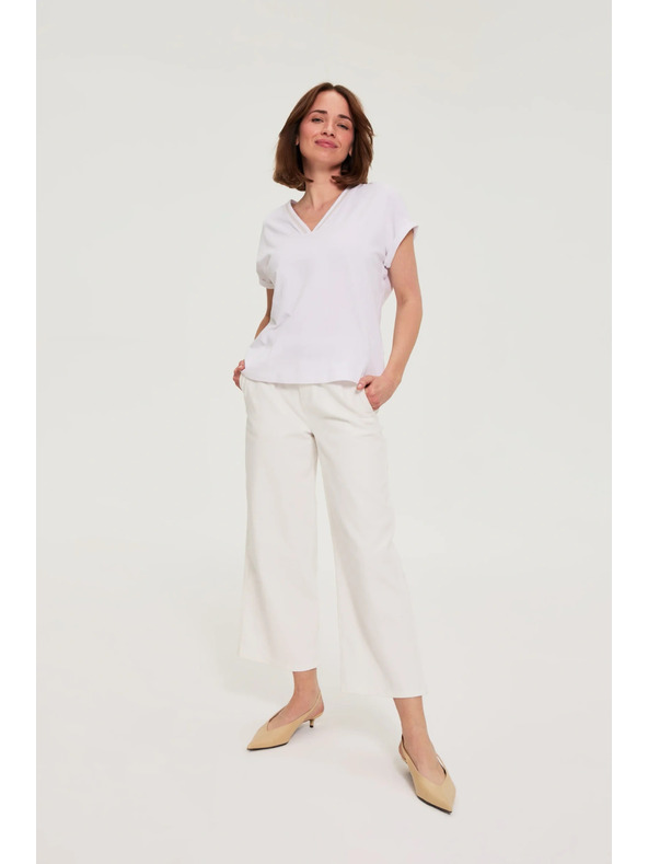 Moodo Pamučna majica s V izrezom bijela Moodo