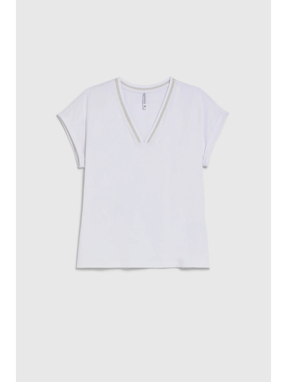 Moodo Pamučna majica s V izrezom bijela Moodo