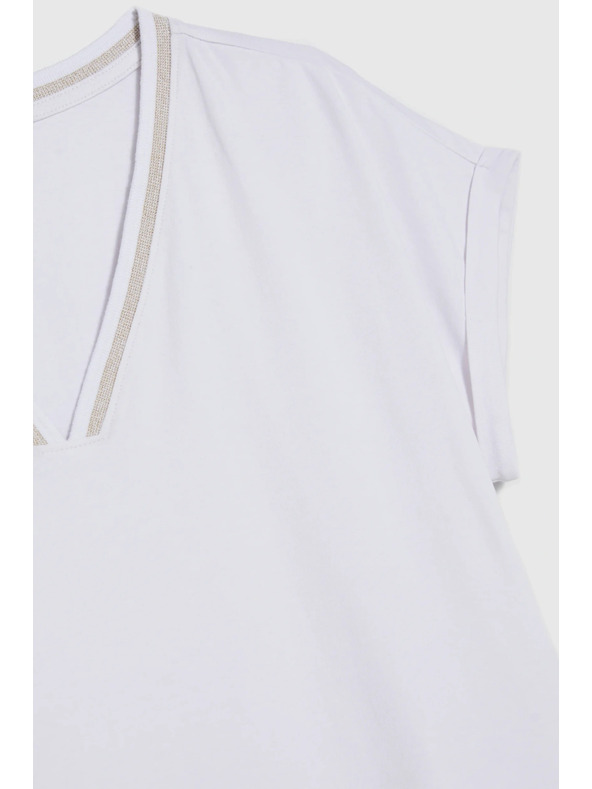 Moodo Pamučna majica s V izrezom bijela Moodo