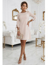 numoco ALICE Trapezne mini haljine sa mašnom i vezivnim rukavima - bež