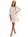 numoco ALICE Trapezne mini haljine sa mašnom i vezivnim rukavima - bež