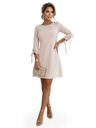 numoco ALICE Trapezne mini haljine sa mašnom i vezivnim rukavima - bež