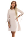 numoco ALICE Trapezne mini haljine sa mašnom i vezivnim rukavima - bež